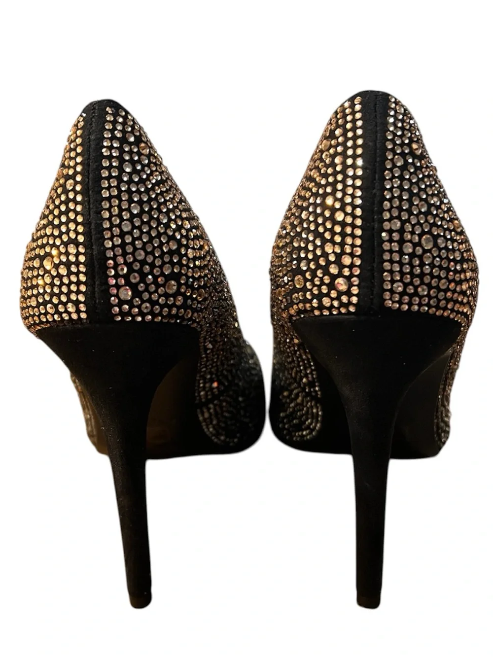 Aldo Black Crystal Embellished Pointed-Toe Pumps Black/Champagne Size 9